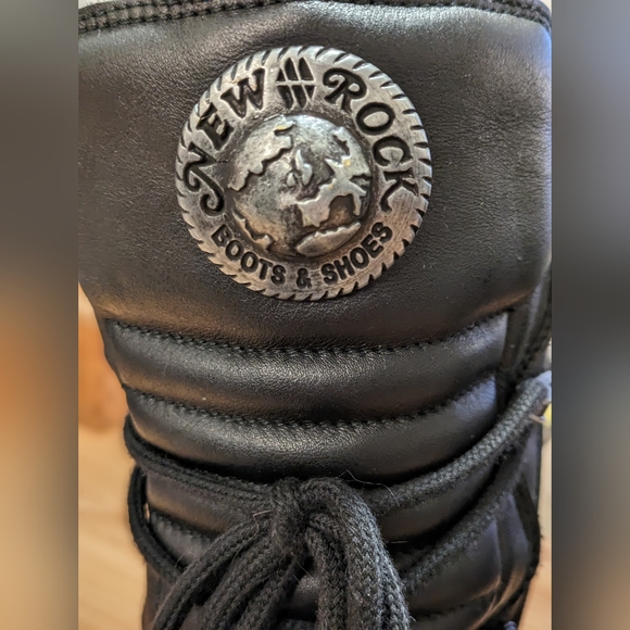 New Rock leather Biker heeled boots M-373-S1 - Picture 6 of 9